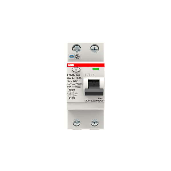 FH202 AC-40/0.1 Residual Current Circuit Breaker 2P AC type 100 mA image 1