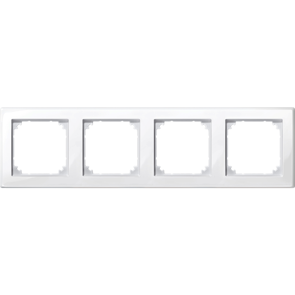 M-SMART frame, 4-gang, polar white, glossy image 1