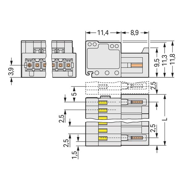 1-conductor male connector CAGE CLAMP® 0.5 mm² light gray image 3