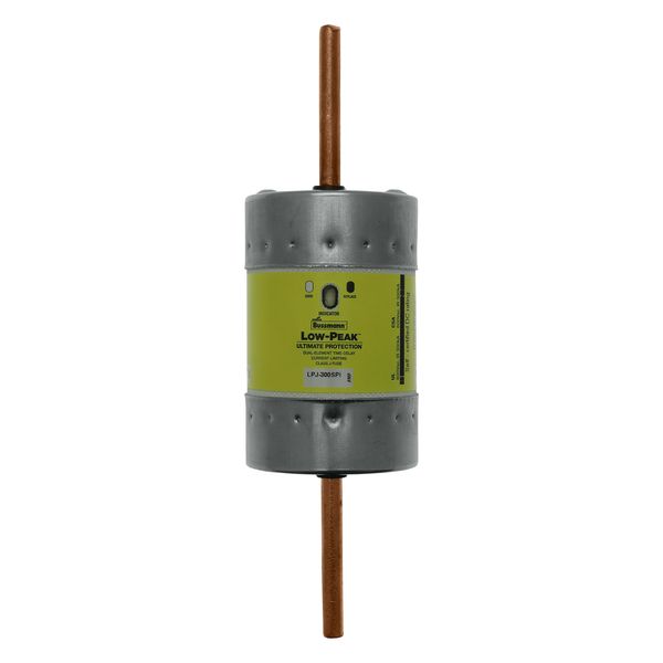 Eaton Bussmann Series LPJ Fuse,LPJ Low Peak,Current-limiting,time delay,300 A,600 Vac,300 Vdc,300000A at 600Vac,100kAIC Vdc,Class J,10s at 500%,Dual element,Bolted blade end X bolted blade end connection,2.11 in dia.,Indicating image 2