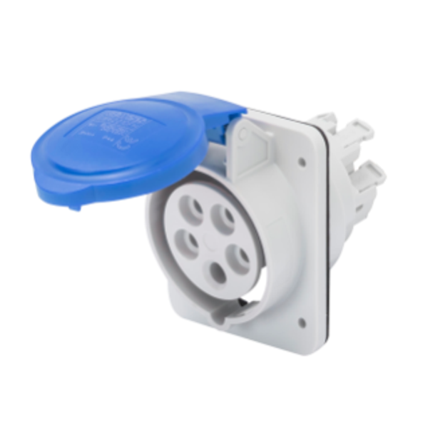 10° ANGLED FLUSH-MOUNTING SOCKET-OUTLET HP - IP44/IP54 - 3P+E 16A 200-250V 50/60HZ - BLUE - 9H - FAST WIRING image 1
