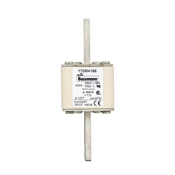 Fuse-link, high speed, 630 A, AC 690 V, DIN 1, 53 x 66 x 138 mm, aR, DIN, IEC, single indicator image 10