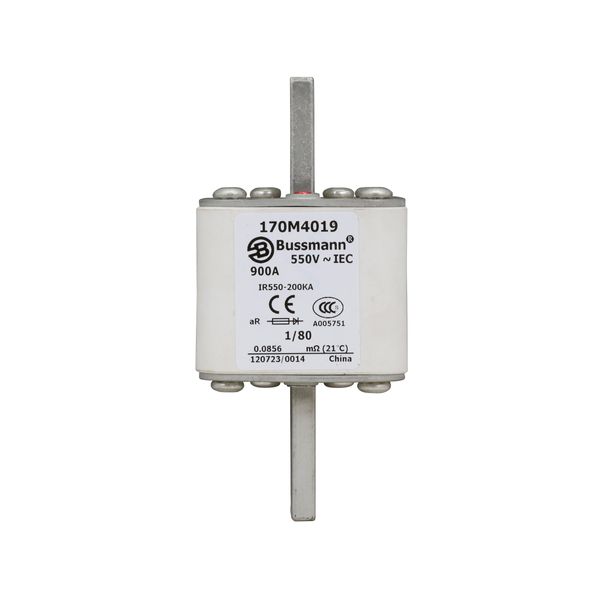 Fuse-link, high speed, 900 A, AC 550 V, DIN 1, 53 x 53 x 108 mm, aR, DIN, IEC, single indicator image 12