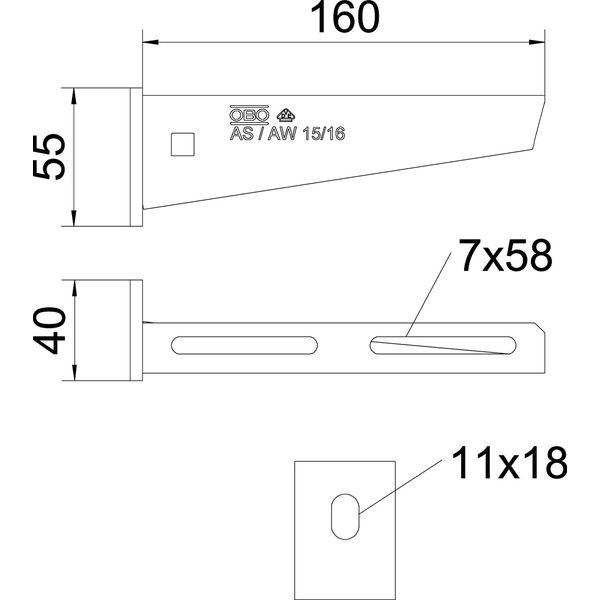 AW 15 16 FT Wall and support bracket with welded head plate B160mm image 2