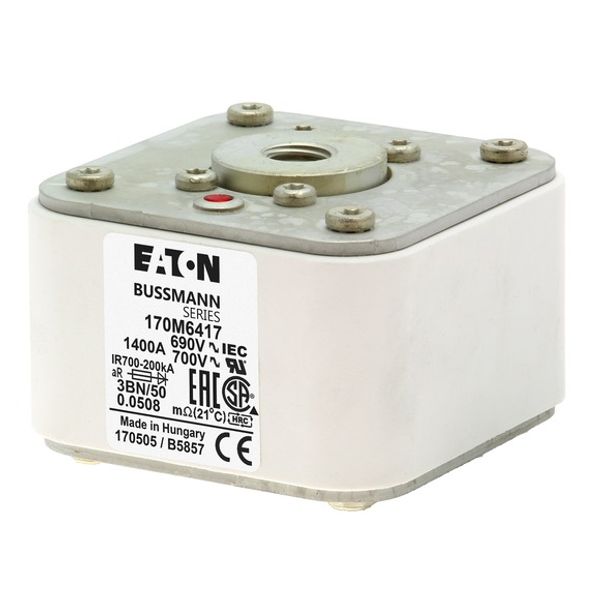 Fuse-link, high speed, 1250 A, AC 1250 V, 2 x size 3, 74 x 177 x 95 mm, aR, IEC, single indicator image 3