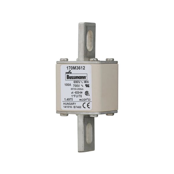 Fuse-link, high speed, 100 A, AC 690 V, compact size 1, 45 x 45 x 110 mm, aR, IEC, UL image 11