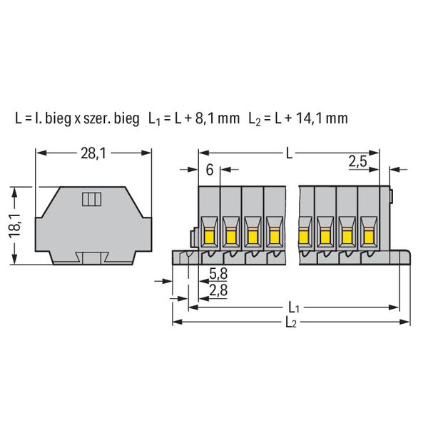 2-conductor terminal strip without push-buttons with fixing flanges gr image 4