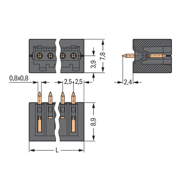 THR male header 0.8 x 0.8 mm solder pin straight black image 5