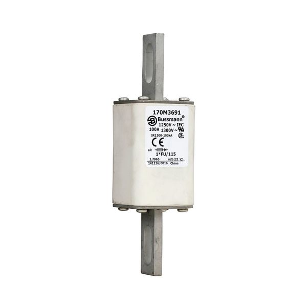 Fuse-link, high speed, 100 A, AC 1250 V, compact size 1, 45 x 45 x 156 mm, aR, IEC, UL image 12