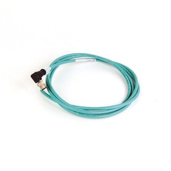 Allen-Bradley 1585D-E4TBDE-10 1585 Ethernet Cables Cat5e, 100BASE-TX, 100 Mbit/s, 4 Conductors, M12, Right Angle Male, Standard, M12, Right Angle Male, Teal Robotic TPE, 4 Conductor, Teal TPE, Flex Rated image 1