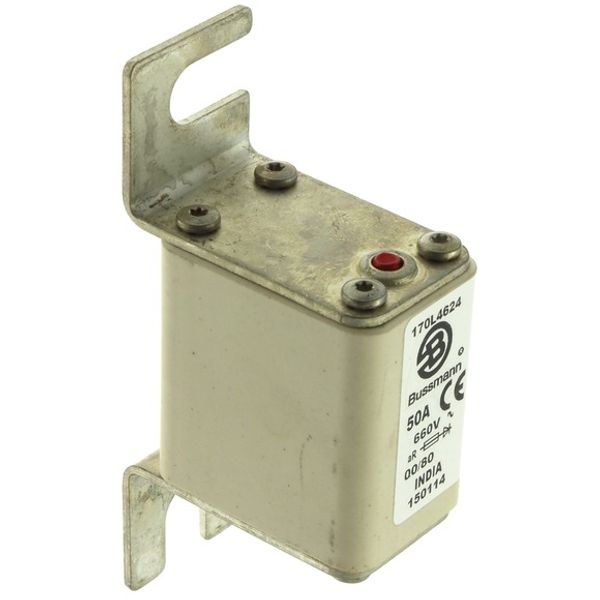 Fuse-link, high speed, 50 A, AC 660 V, size 00, 30 x 51 x 98 mm, aR, DIN, IEC, single indicator image 4