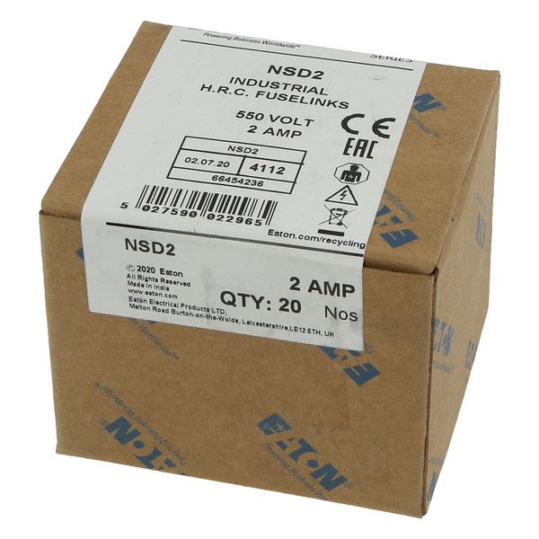 Fuse-link, LV, 2 A, AC 550 V, BS88/F1, 14 x 59 mm, gL/gG, BS image 13