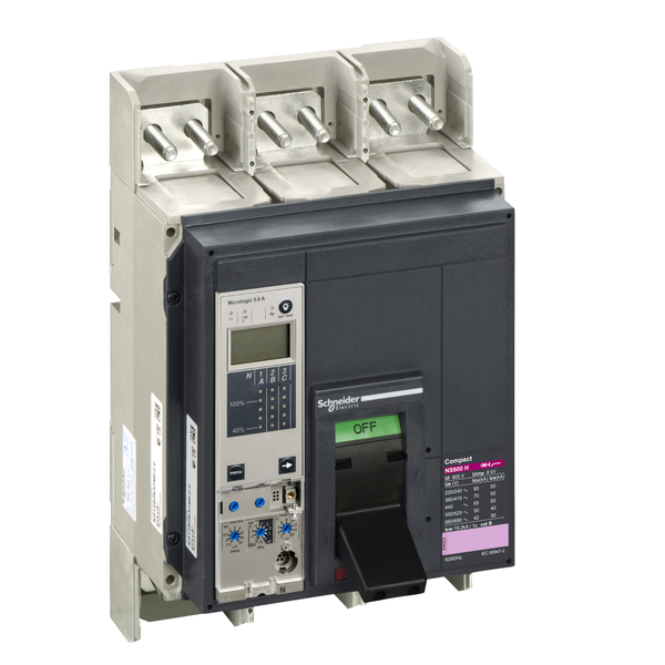 circuit breaker ComPact NS800H, 70 kA at 415 VAC, Micrologic 5.0 A trip unit, 800 A, fixed,3 poles 3d image 4