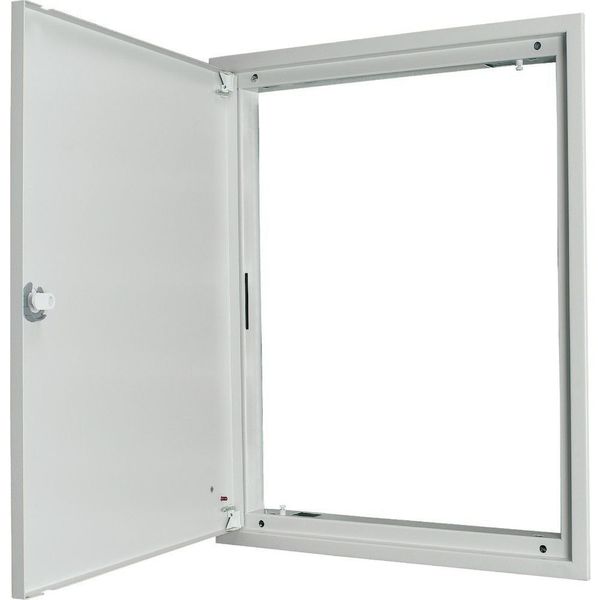 Flush-mounting door frame with sheet steel door and three-point turn-lock for 3-component system, W = 400 mm, H = 1060 mm, white image 3