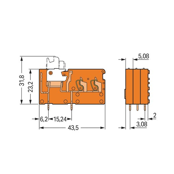 Stackable 2-conductor PCB terminal block with knife disconnect 2.5 mm² image 3