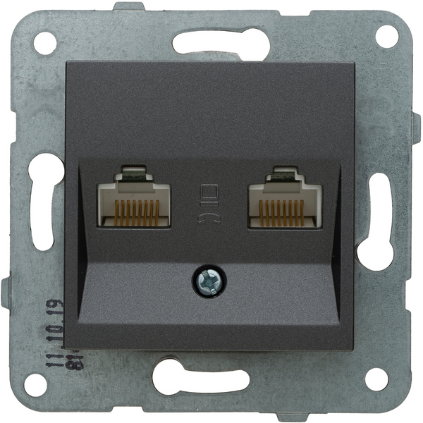 Karre Plus-Arkedia Dark Grey Two Gang Data Socket (2xCAT5) image 1