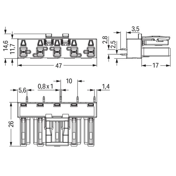 Socket for PCBs straight 5-pole light green image 8