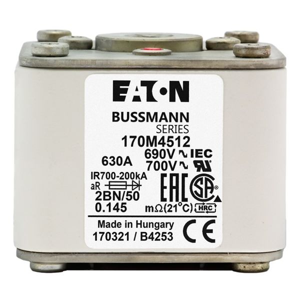 Fuse-link, high speed, 500 A, AC 1250 V, size 2, 59 x 59 x 150 mm, aR, IEC, single indicator image 2