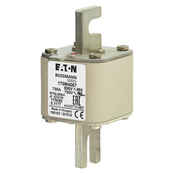 Fuse-link, high speed, 700 A, AC 690 V, DIN 1, 53 x 66 x 108 mm, aR, DIN, IEC, single indicator image 7