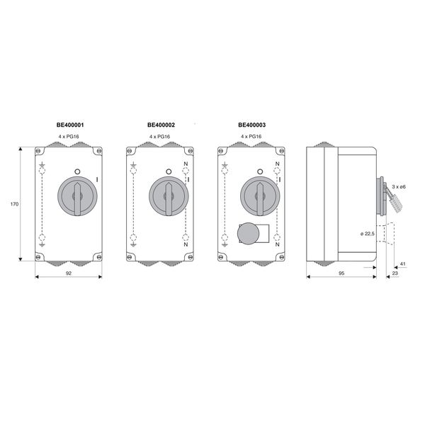 IP54 Enclosure + N for Motor Protection Circuit Breaker BE4 image 3