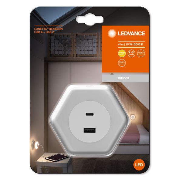 Lunetta Hexagon USB A&C 3000K White image 10