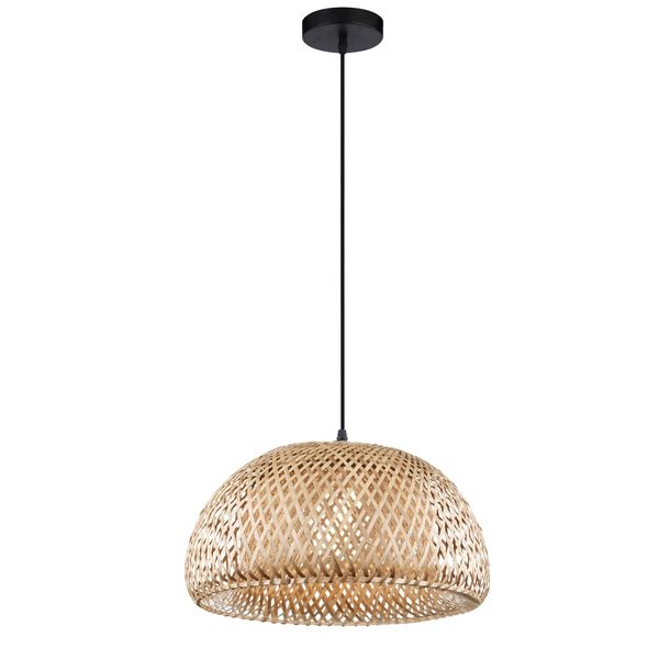 Natural Bamboo  Black PVC Wire & Base  LED E27 1x12 Watt 230 Volt  IP20 Bulb Excluded   D: 39 H1: 20 H2: 120 cm Adjustable height image 1