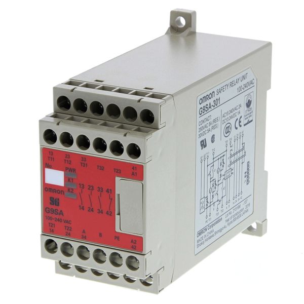 Safety relay unit, 5PST-NO (Category 4), 5 A, SPST-NC aux, 1 or 2 chan G9SA6002F image 1