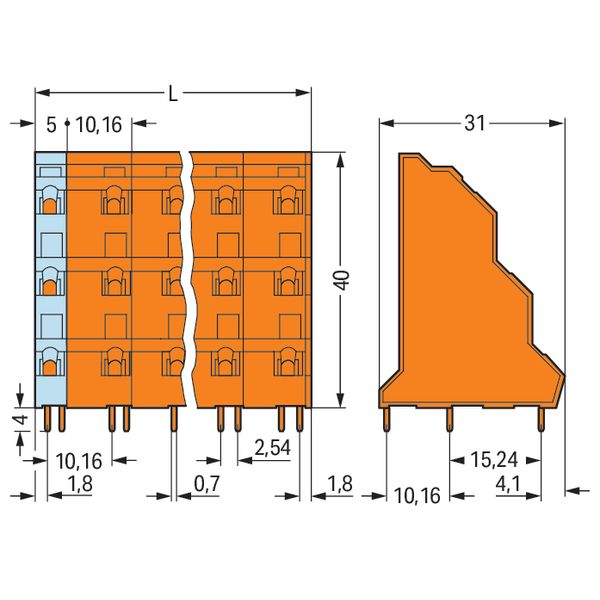 Triple-deck PCB terminal block 2.5 mm² Pin spacing 10.16 mm orange image 7