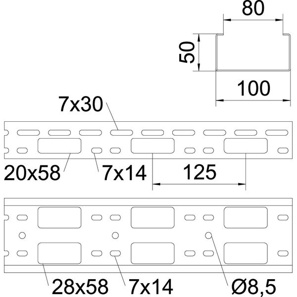 AZK 100 A2 AZ small duct perforated 50x100x3000 image 2