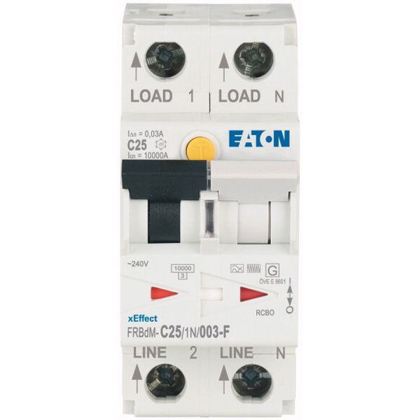 Digital RCD/MCB combination, 25 A, 30 mA, MCB trip characteristic: C, 1p+N, RCD trip characteristic: F image 1