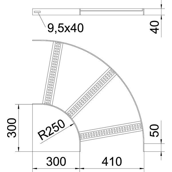 SLB 90 62 400ALU 90° bend with trapezoidal rung B410mm image 2