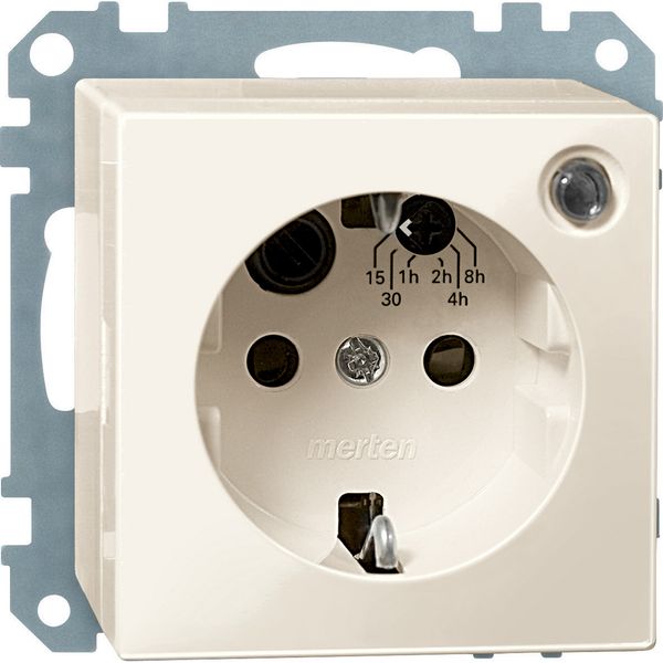 SCHUKO timer socket-outlet with shutter, white, glossy, System M image 1