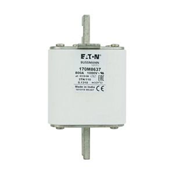 Fuse-link, high speed, 800 A, AC 1000 V, DIN 3, 74 x 90 x 139 mm, aR, DIN, IEC, single indicator image 6