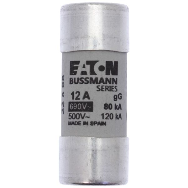 Fuse-link, LV, 12 A, AC 690 V, 22 x 58 mm, gL/gG, IEC image 2