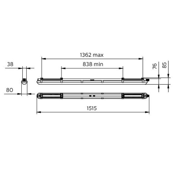 CoreLine Waterproof, 62 W, L1500 mm, 10000 lm, 4000 K, Symmetrical, Clear, IP65 image 3