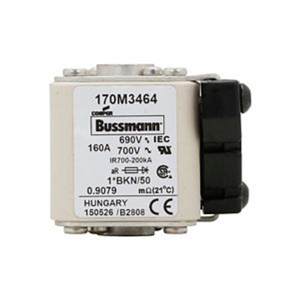 Fuse-link, high speed, 160 A, AC 690 V, compact size 1, aR, IEC, UL, single indicator image 6