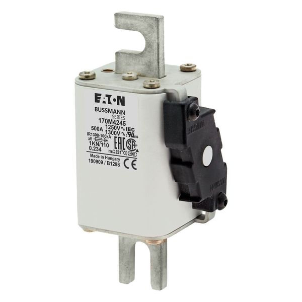 Fuse-link, high speed, 500 A, AC 1250 V, size 1, 53 x 69 x 138 mm, aR, DIN, IEC, single indicator image 7