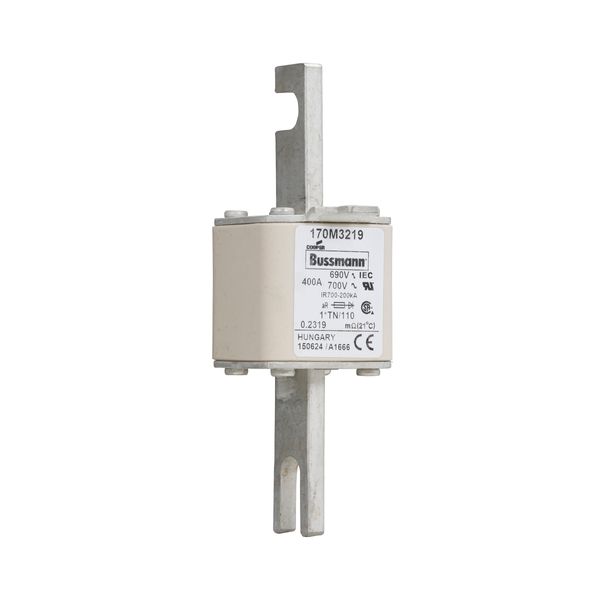 Fuse-link, high speed, 400 A, AC 690 V, compact DIN 1, 45 x 58 x 134 mm, aR, DIN, IEC, single indicator, 80 mm centres image 9