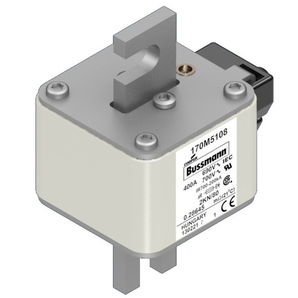 Fuse-link, high speed, 400 A, AC 690 V, size 2, 59 x 77 x 108 mm, aR, IEC, single indicator image 3