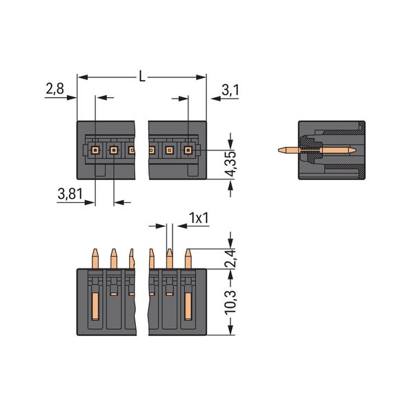 THR male header 1.0 x 1.0 mm solder pin straight black image 3