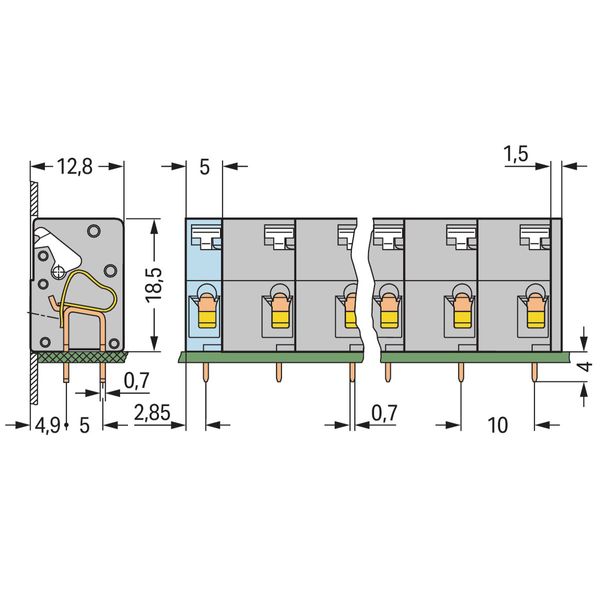 PCB terminal block push-button 2.5 mm² gray image 1