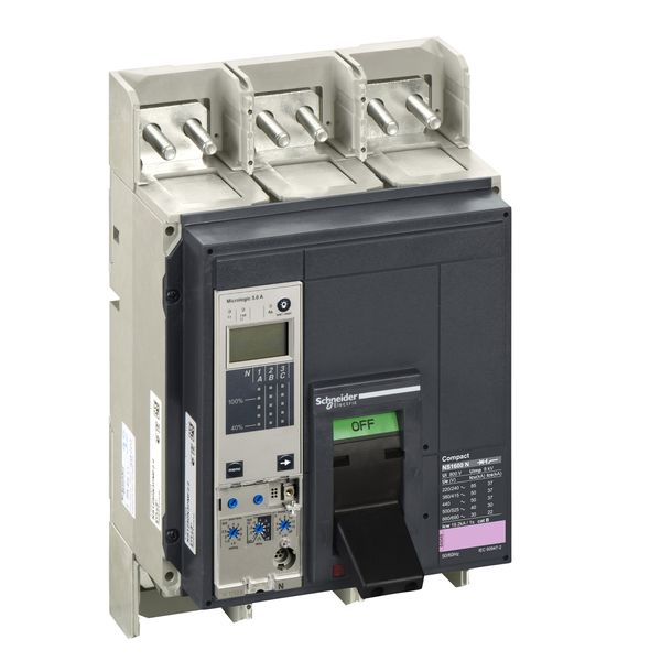 circuit breaker ComPact NS1600N, 50 kA at 415 VAC, Micrologic 5.0 A trip unit, 1600 A, fixed,3 poles 3d image 3