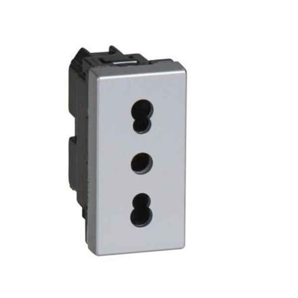 Arteor™ - Italian type 2P+E shuttered socket outlet 10 A to 16 A - 1 module - Alu image 1