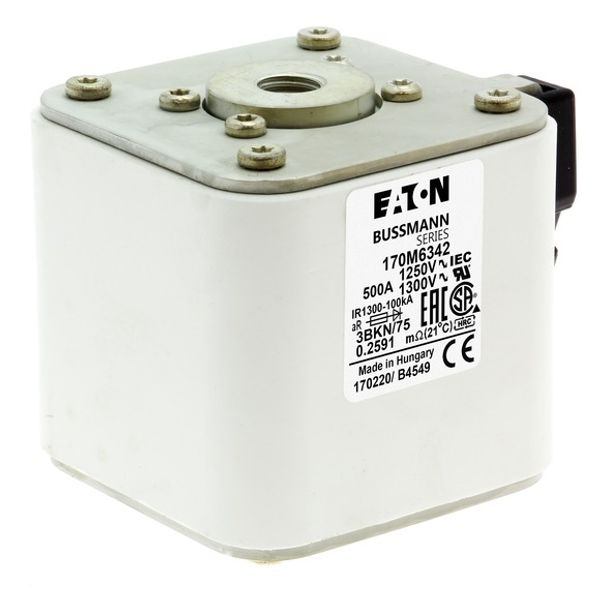 Fuse-link, high speed, 500 A, AC 1250 V, size 3, 76 x 92 x 76 mm, aR, IEC, UL, single indicator image 5