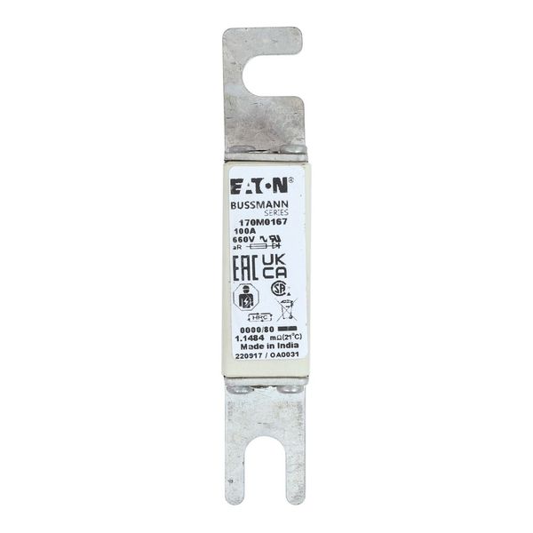 Fuse-link, high speed, 100 A, AC 660 V, size 0000, 18 x 19 x 100 mm, aR, UL, visual indicator image 18