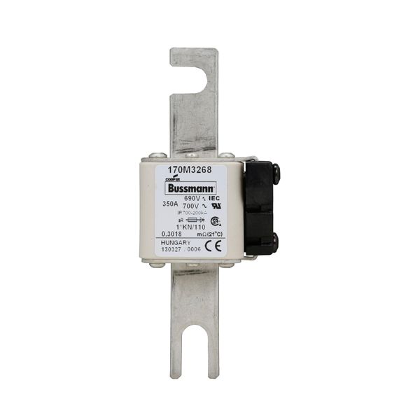 Fuse-link, high speed, 350 A, AC 690 V, compact DIN 1, 45 x 58 x 134 mm, aR, DIN, IEC, type K indicator, 110 mm centres image 6