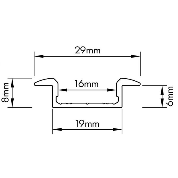 Aluminium profile LBU, L-2000mm W-29mm H-8mm image 2