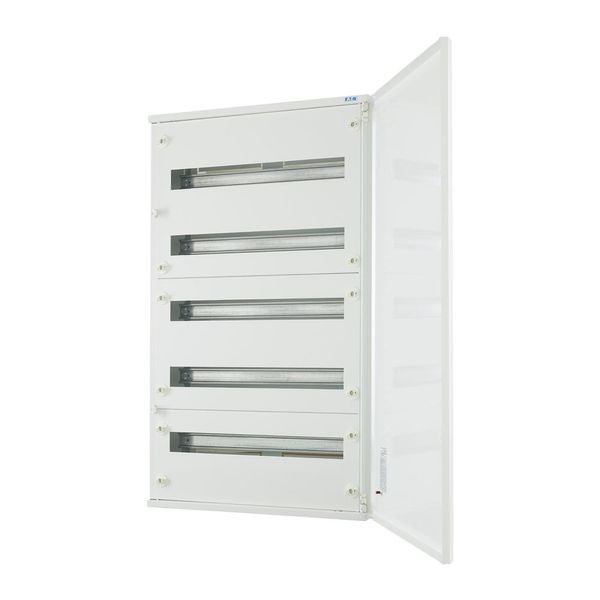 Complete surface-mounted flat distribution board, white, 24 SU per row, 5 rows, type E image 1