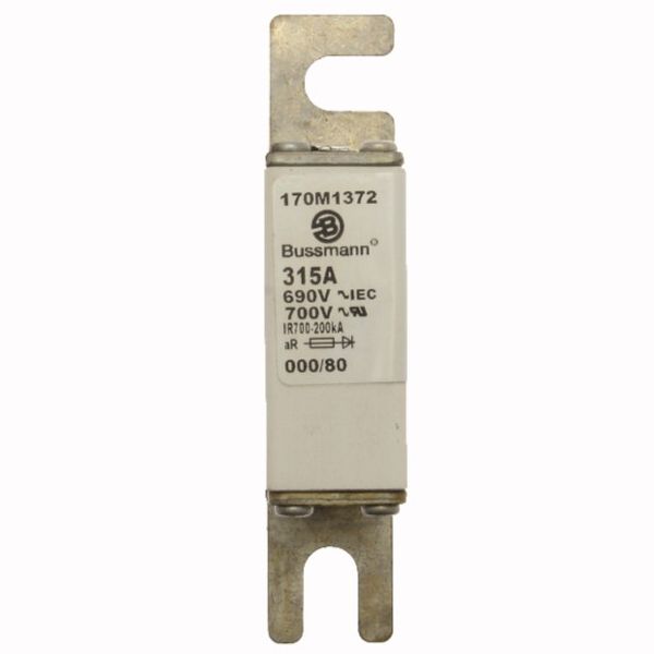 Fuse-link, high speed, 315 A, AC 690 V, DIN 000, 21 x 40 x 100 mm, aR, DIN, IEC, single indicator image 2