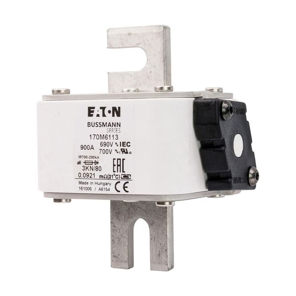 Fuse-link, high speed, 900 A, AC 690 V, DIN 3, 76 x 92 x 109 mm, aR, DIN, IEC, single indicator image 8